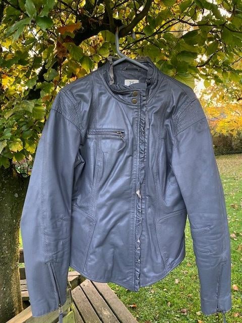 Dept grijs leren jack, Maat 46/48 (XL) of groter, Ophalen of Verzenden, Grijs, Gedragen