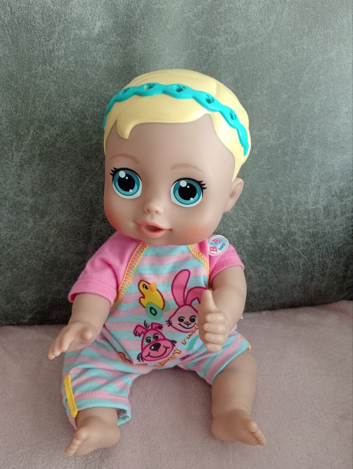 Baby Born pop met gestreepte romper, Ophalen of Verzenden, Zo goed als nieuw, Babypop