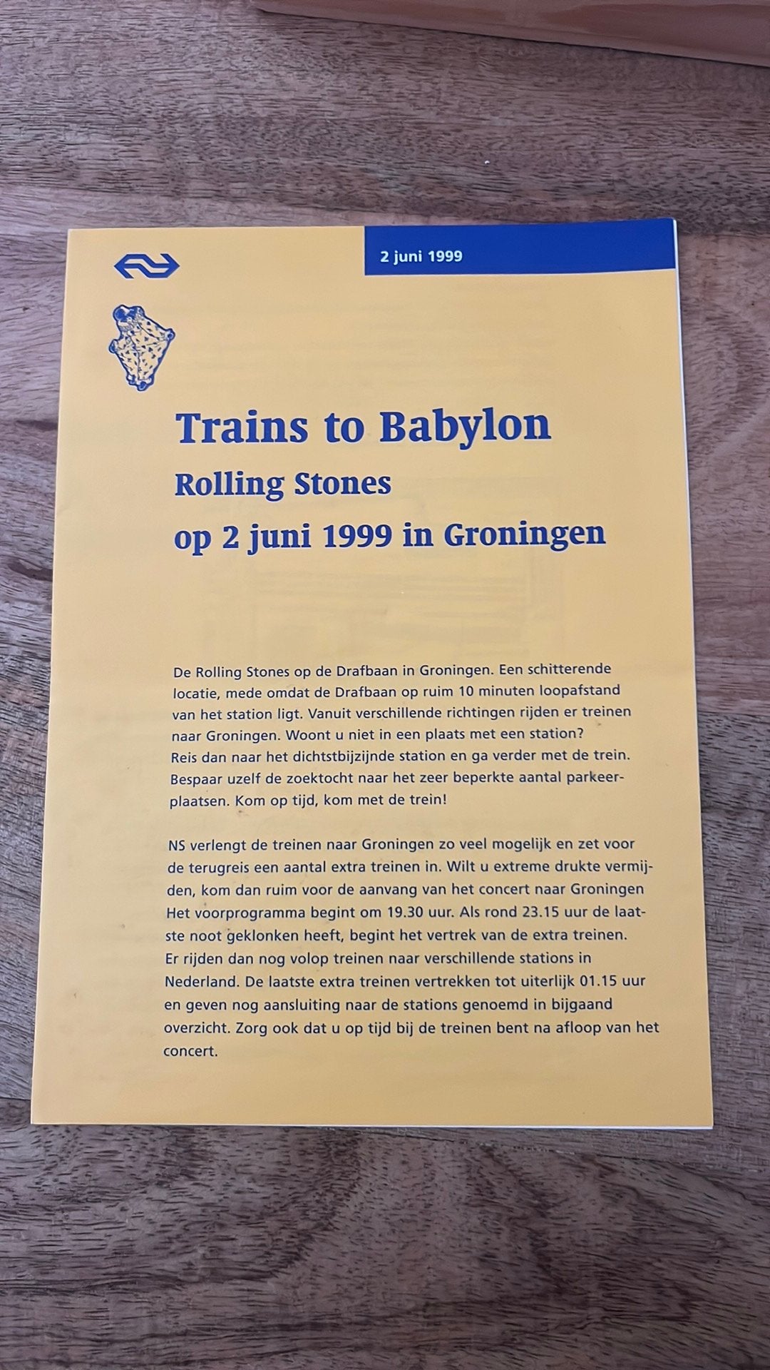 NS Flyer Trains to Babylon Rolling Stones 2 juni 1999, Ophalen of Verzenden, Nieuw