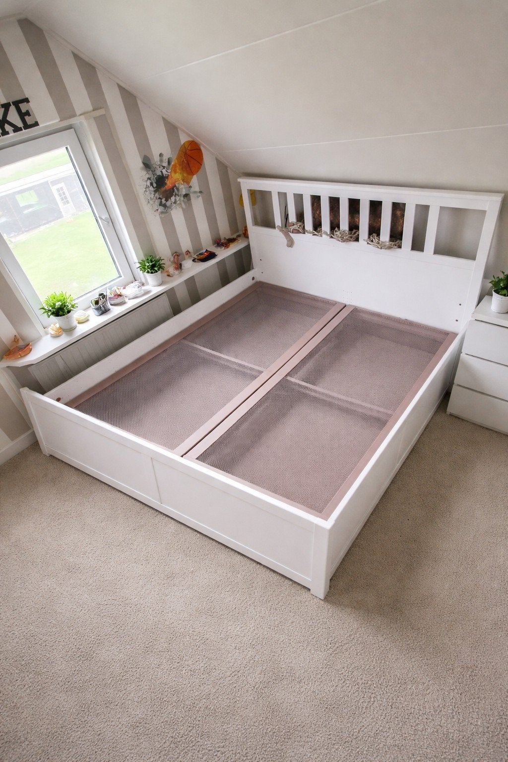 Tweepersoonsbed 160x200 en 2 verstelbare Auping lattenbodems, Ophalen, Verstelbaar, Wit, Tweepersoons