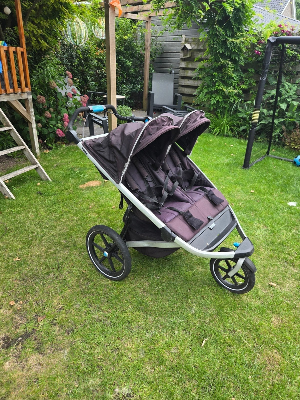 Thule Urban Glide 2 Double Duowagen met regenhoes, Gebruikt, Verstelbare duwstang, Combiwagen, Ophalen