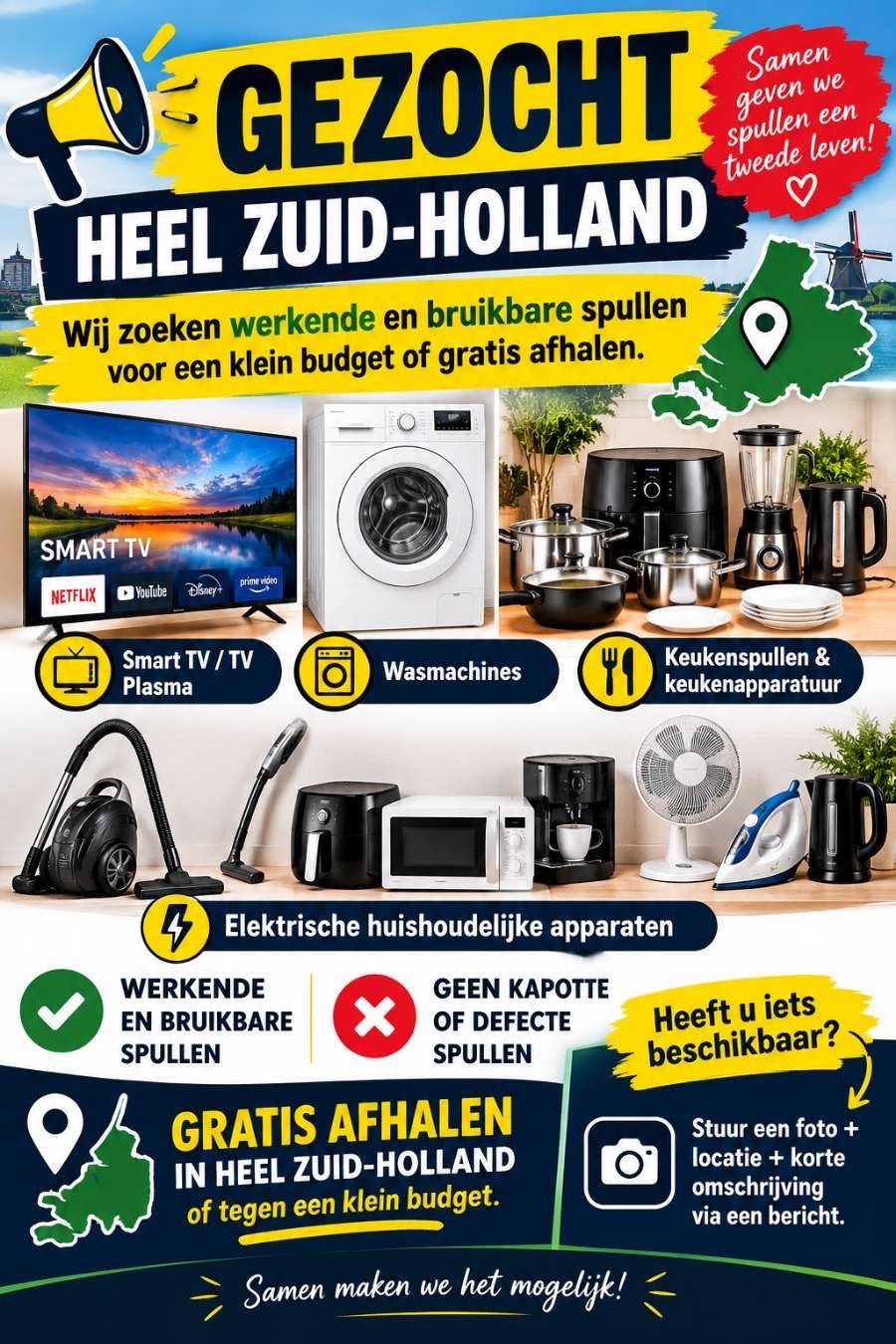 Gezocht witgoed, Ophalen, Zo goed als nieuw, 1200 tot 1600 toeren, Minder dan 85 cm
