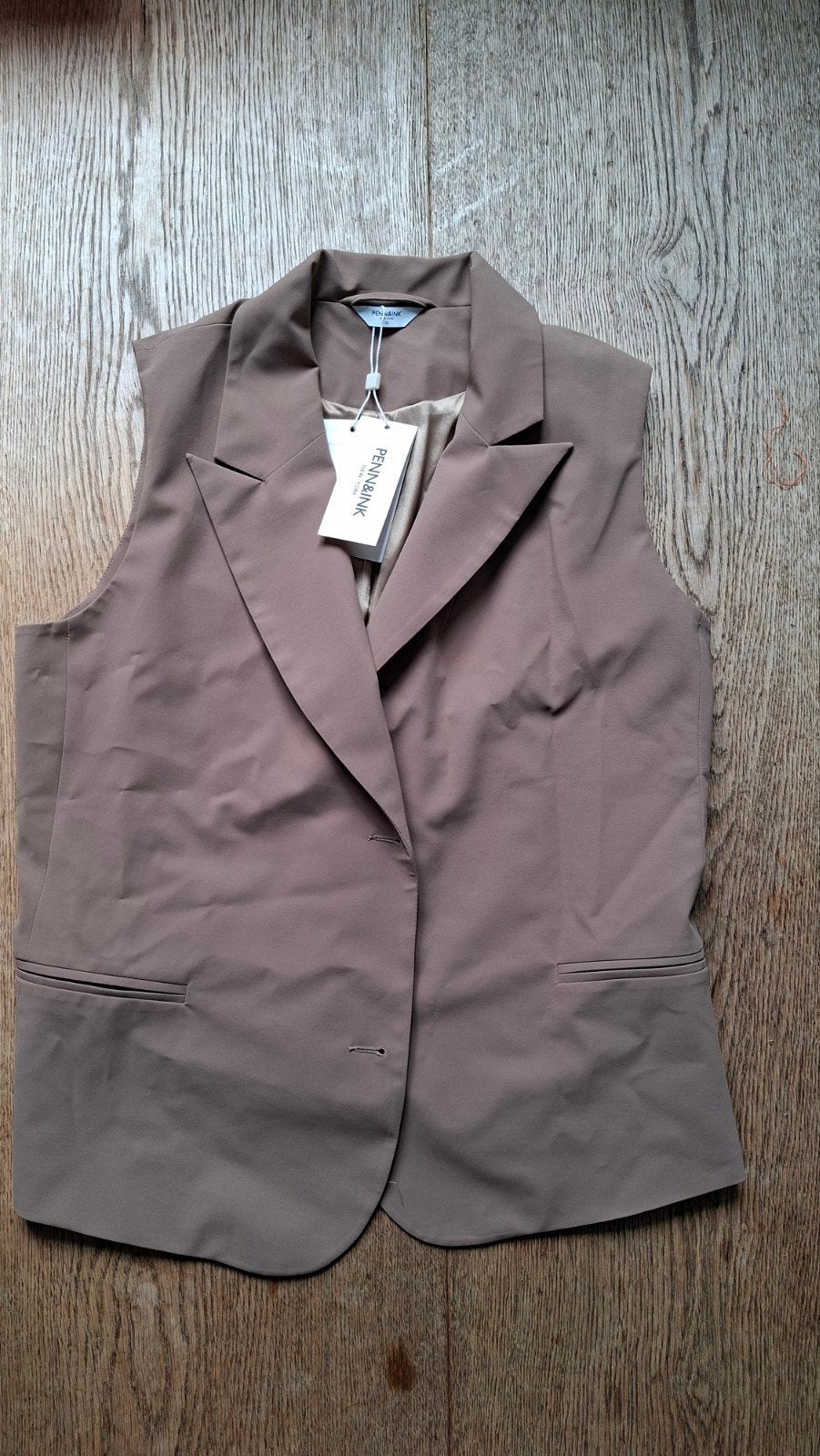 Nieuw Penn en ink mouwloos jasje/gilet, maat 38 (M), Maat 38/40 (M), Penn & Ink, Beige, Nieuw