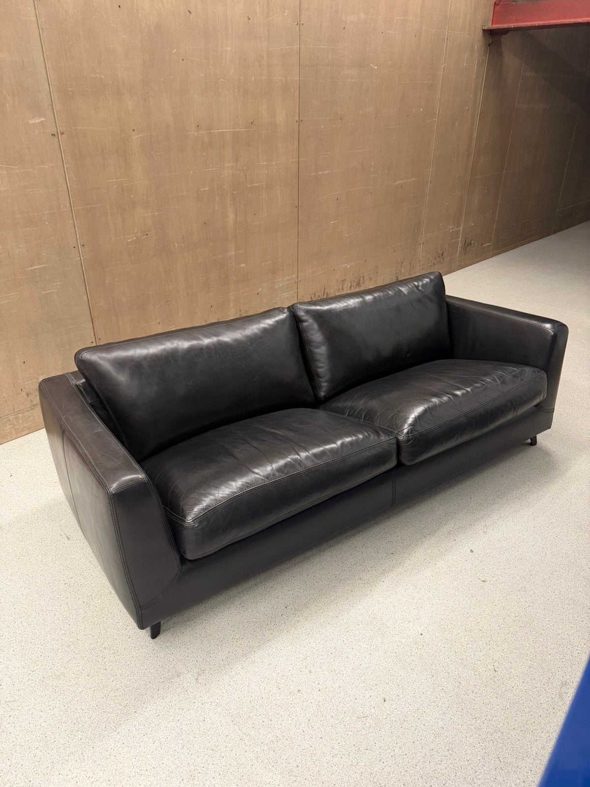 Machalke Bankstel zwart leather, Huis en Inrichting, Banken | Bankstellen, Ophalen, Zo goed als nieuw, 75 tot 100 cm, Vierpersoons of meer