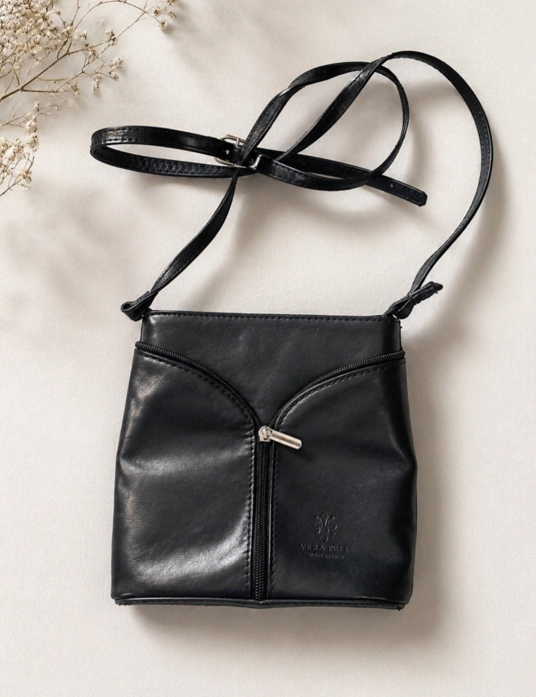 Vera Pelle Leren Tas - Zwart, Ophalen of Verzenden, Gebruikt, Zwart, Leer