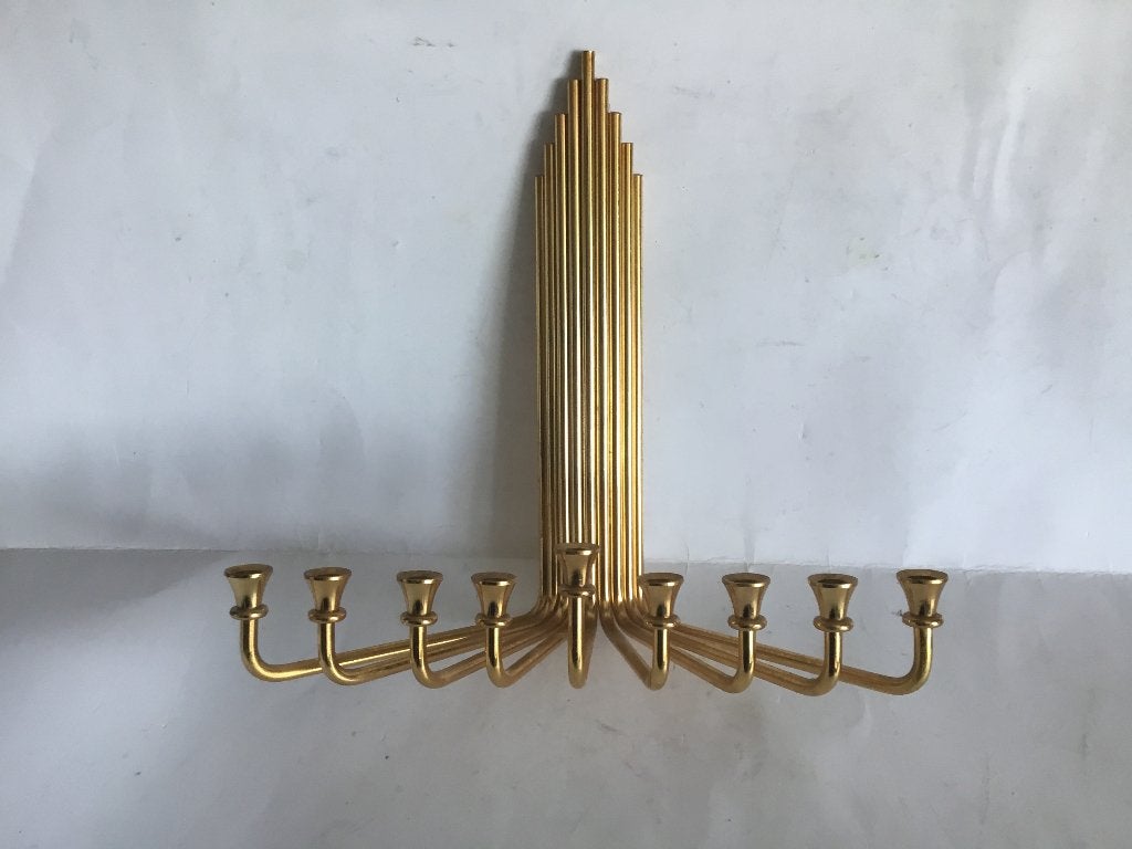 KARSHI wand MENORAH  Jeruzalem 24 karaats verguld, Ophalen of Verzenden, Kandelaar