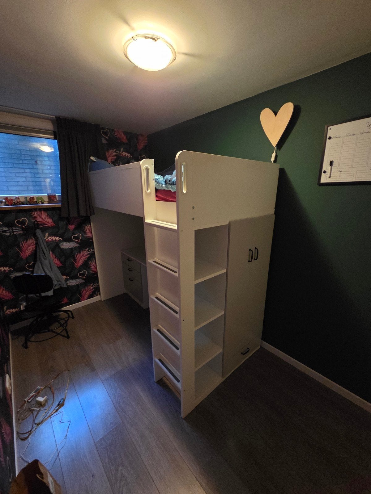 Hoogslaper met bureau en kast - Wit/Grijs, Ophalen, Eenpersoons, Zo goed als nieuw, 200 cm
