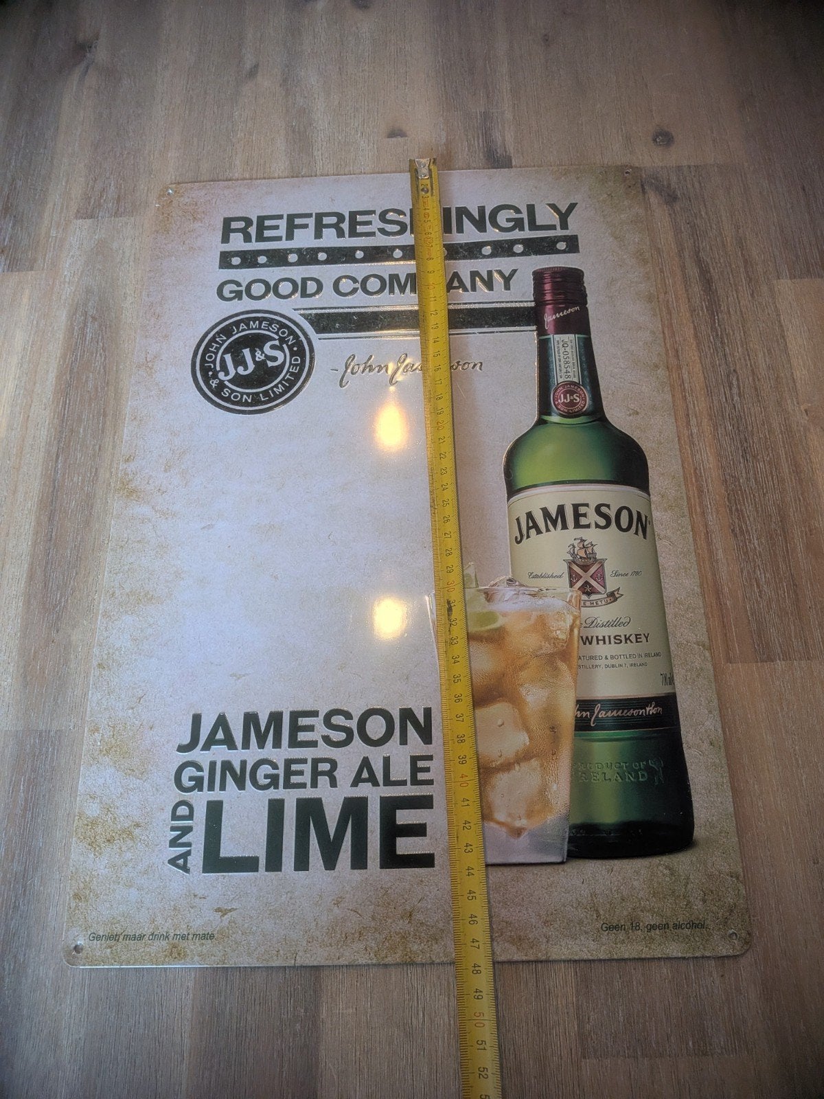 Jameson Whiskey Reclamebord - Ginger Ale & Lime, Ophalen of Verzenden, Zo goed als nieuw, Reclamebord