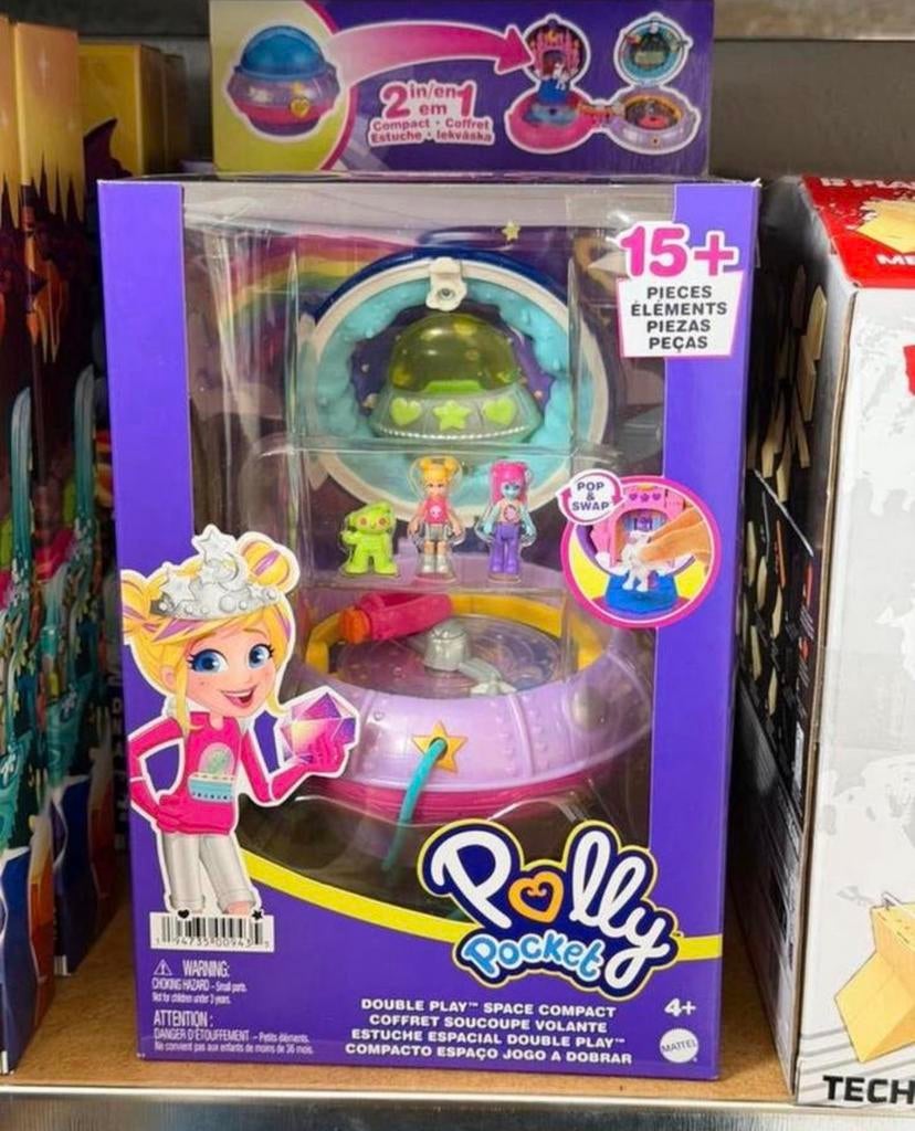 Polly Pocket Dubbele compacts - Ruimteschip kasteel speelset, Kinderen en Baby's, Speelgoed | Overig, Meisje, Nieuw, Ophalen of Verzenden