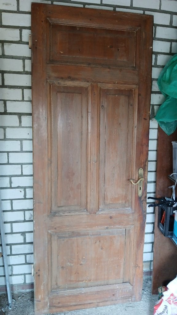 Massieve houten oude paneeldeur binnendeur, Ophalen, Gebruikt, 80 tot 100 cm, 215 cm of meer