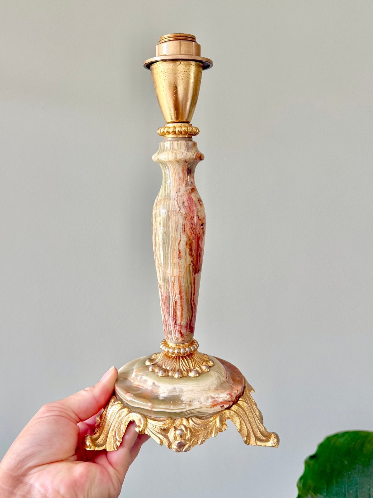 Vintage marmeren tafellamp lampenvoet lamp, Ophalen of Verzenden, Gebruikt, E14 (klein)