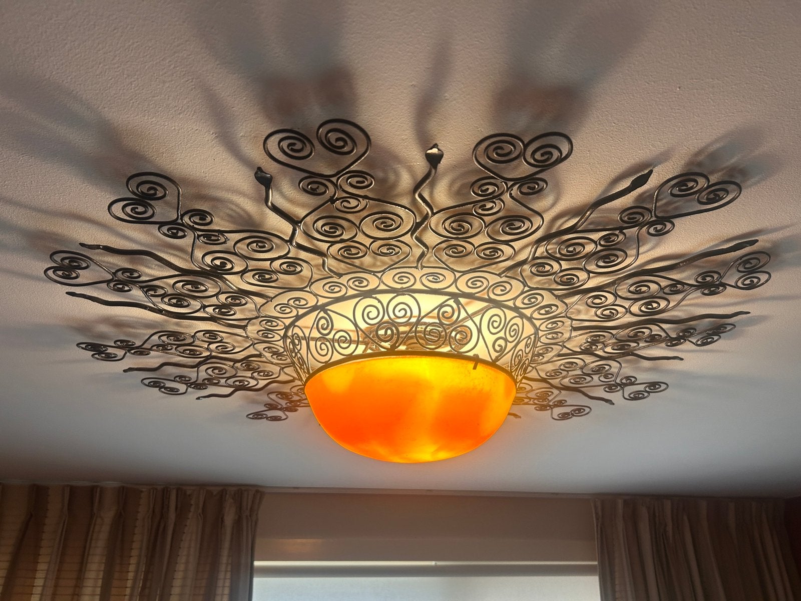 Marokkaanse plafondlamp 100cm handgemaakt, Ophalen, Gebruikt, Meerkleurig, E27 (groot)