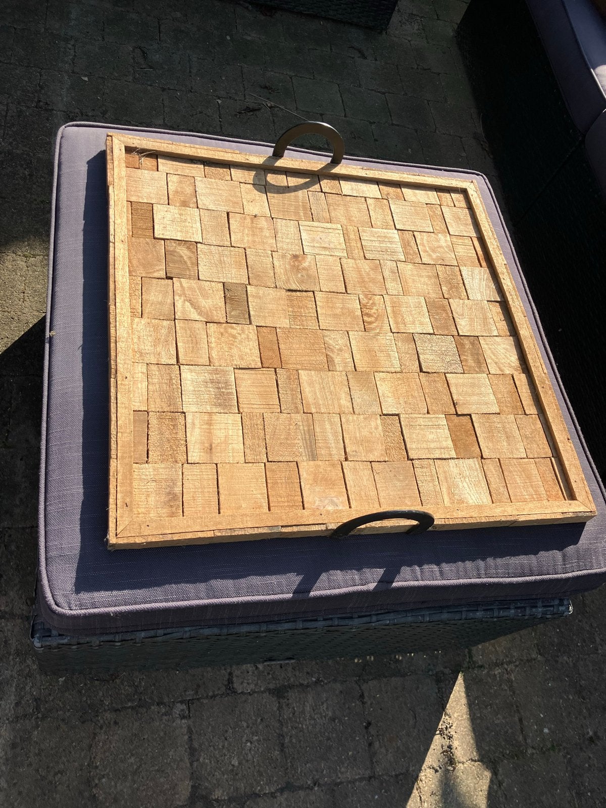 Houten (buiten) dienblad met handvatten 60x60, Ophalen, Gebruikt, Vierkant, Hout