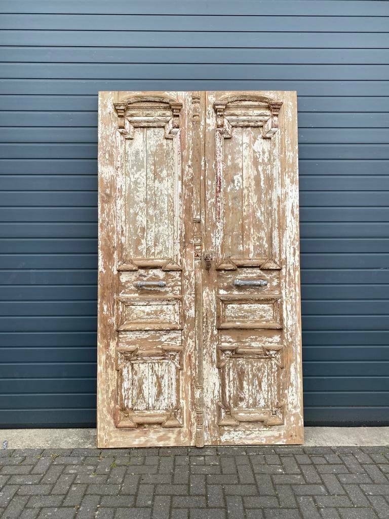 Grote antieke dubbele deur met oude patina, Ophalen of Verzenden, Gebruikt