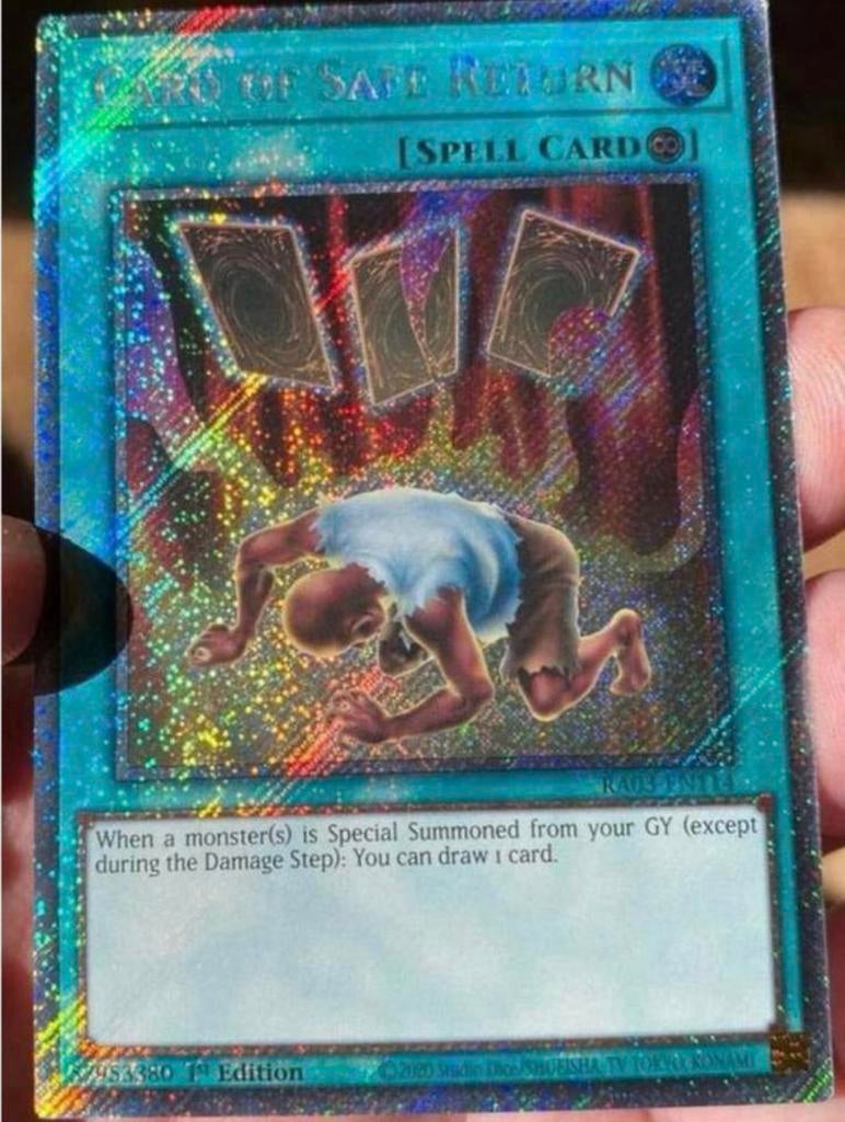 Yu-Gi-Oh! Card of Safe Return RA03 1st Ed M/NM !, Ophalen of Verzenden, Zo goed als nieuw, Losse kaart, Foil