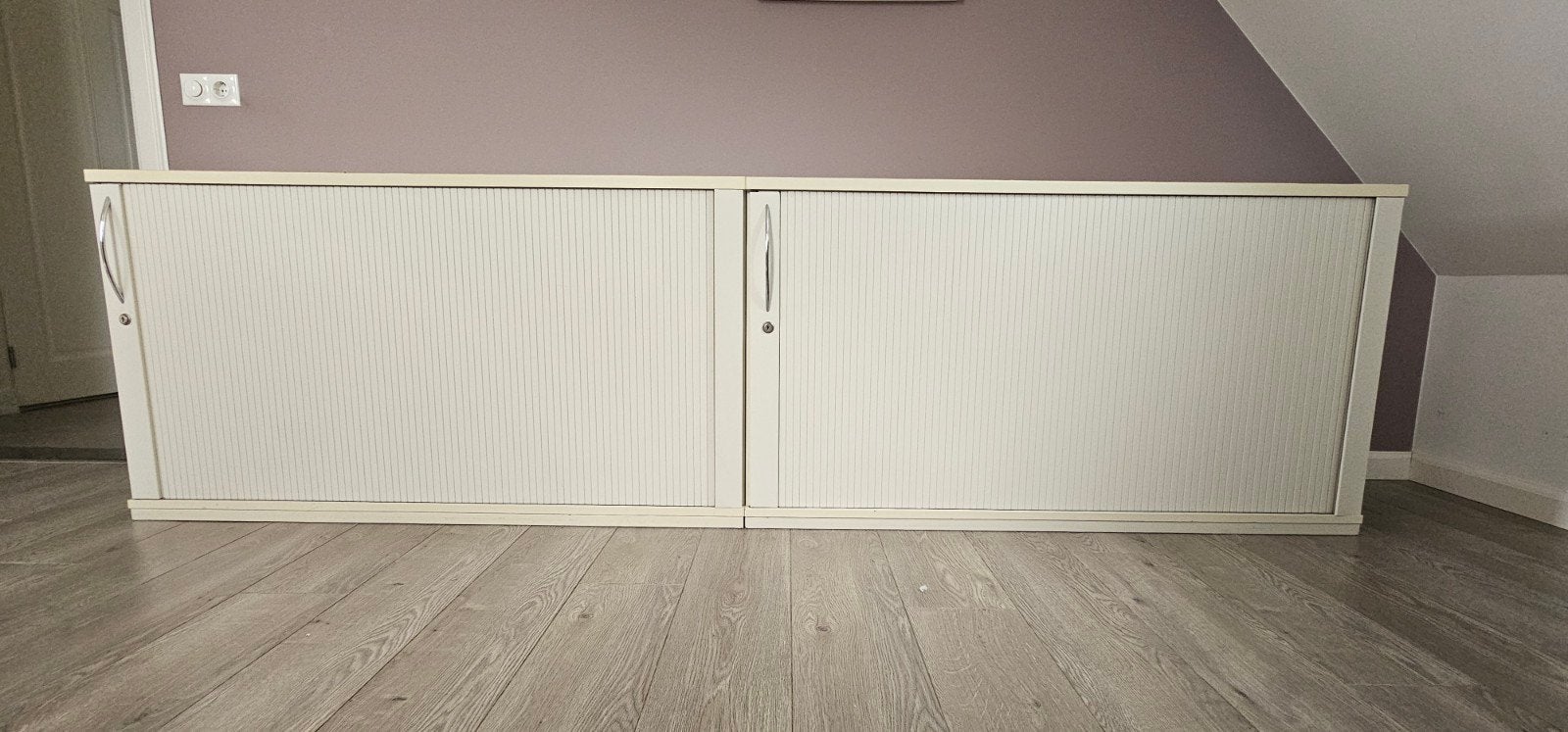 5x Lage archiefkasten met roldeuren - Wit, Ophalen, Overige materialen, 100 tot 150 cm, Modern kantoor