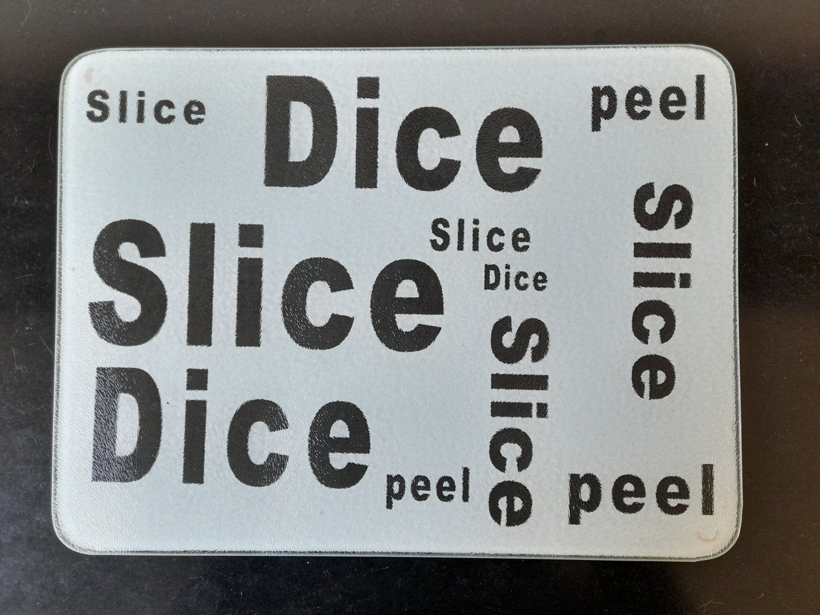 Nieuwe glazen snijplank Dice Slice Peel, Glas, Snij-/serveerplank, Nieuw, Ophalen of Verzenden