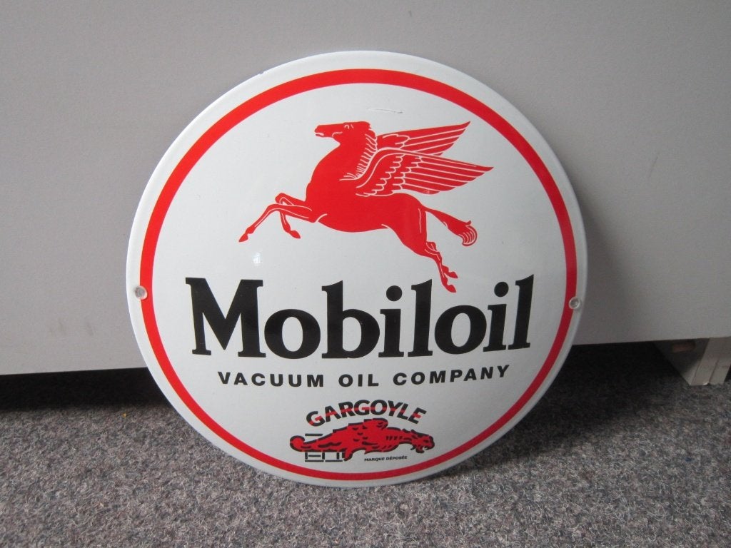 MOBILOIL EMAILLE RECLAMEBORD, Verzamelen, Ophalen, Gebruikt, Reclamebord
