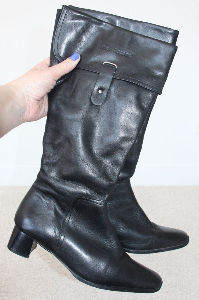 Zeer Mooie Leren Hush Puppies Laarzen - 30 (Maat 40) € 55,-, Hoge laarzen, Zwart, Ophalen of Verzenden, Zo goed als nieuw