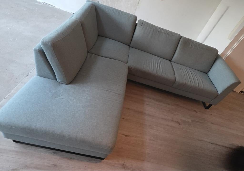 Turquoise hoekbank, Ophalen, 250 tot 300 cm, Gebruikt, 100 tot 125 cm