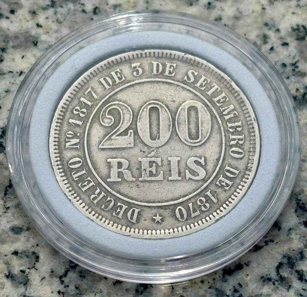 Zeldzame Braziliaanse 200 Reis munt uit 1882 - Keizerrijk, Ophalen of Verzenden, Zuid-Amerika, Losse munt