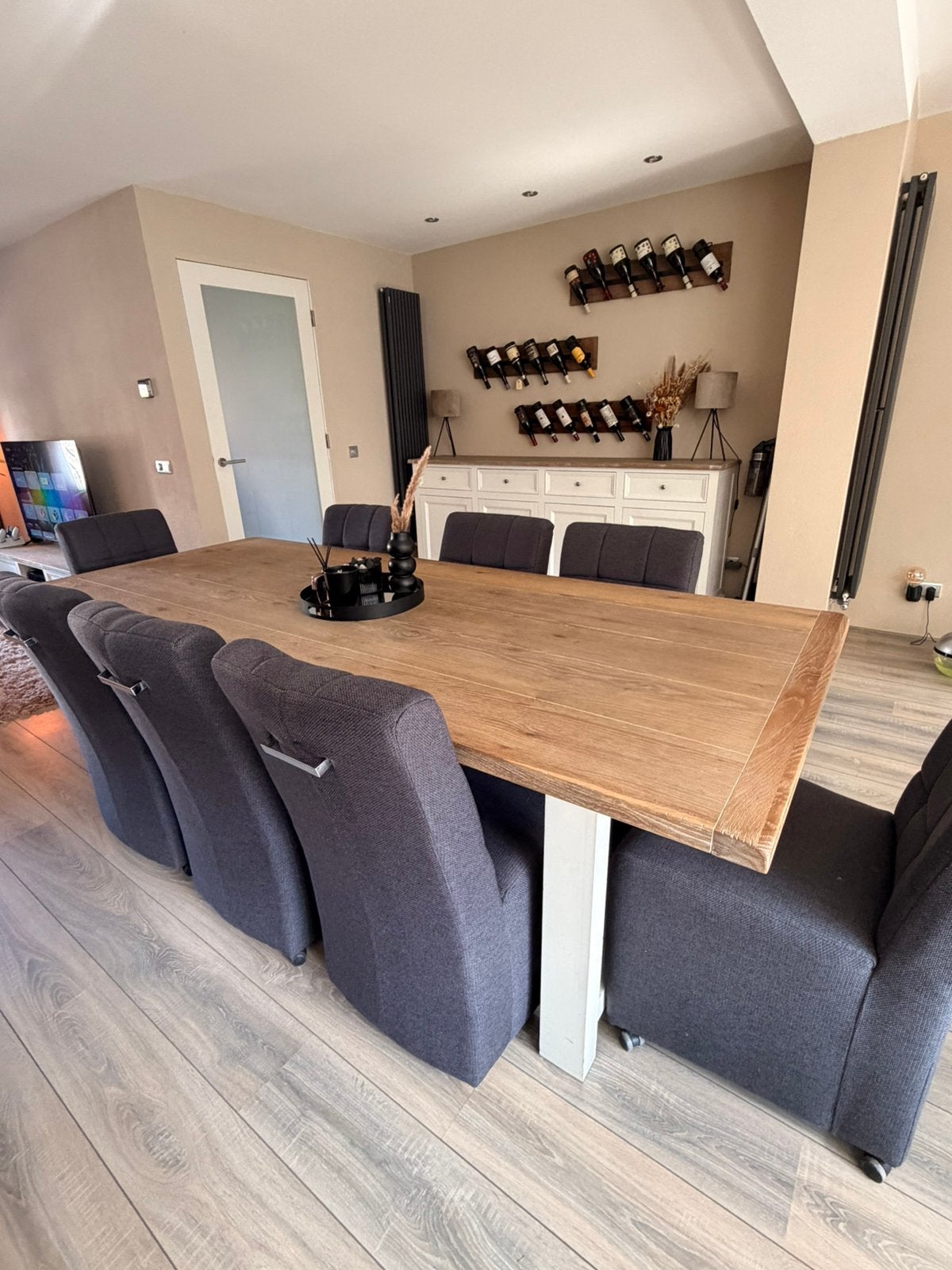 Eetkamertafel landelijk, Huis en Inrichting, Ophalen, 100 tot 150 cm, 200 cm of meer, Vijf personen of meer