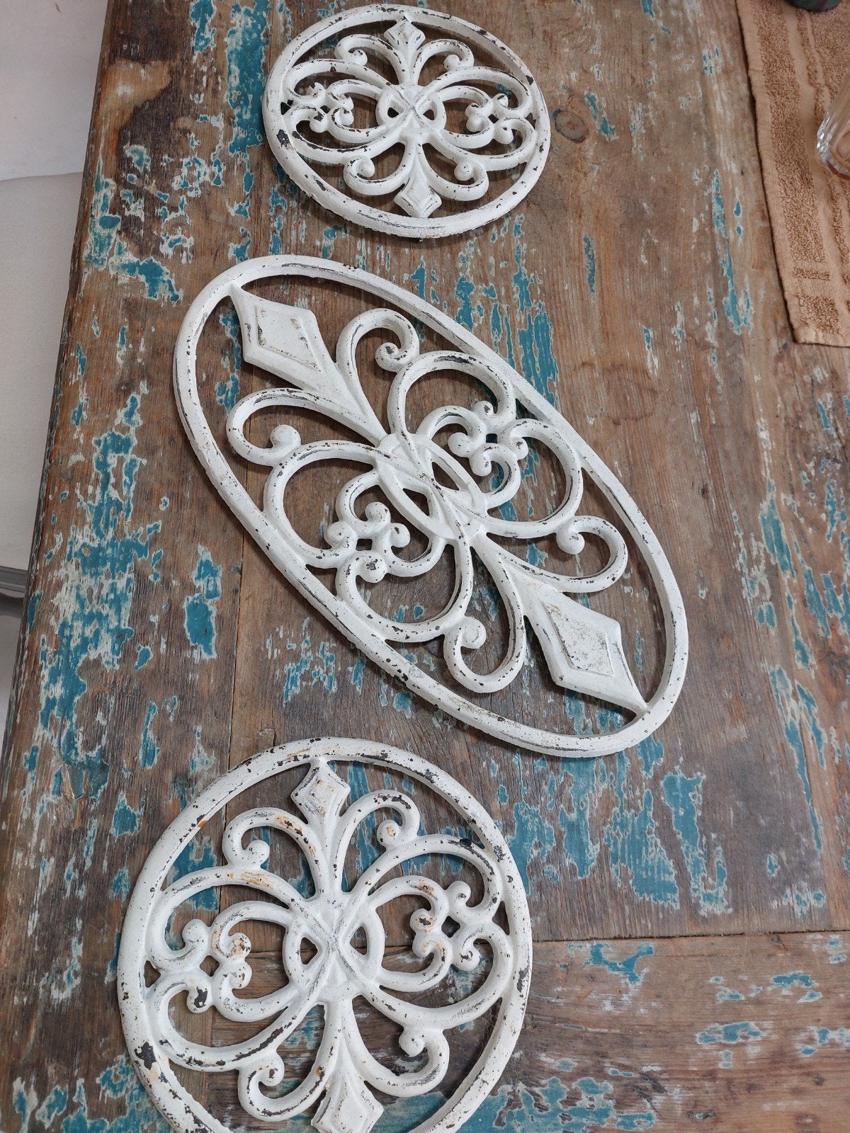 Set van 3 Brocante IJzeren Pannenonderzetters, Ophalen of Verzenden