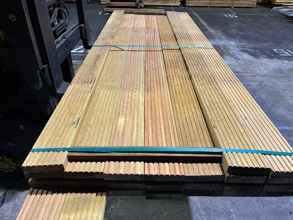 Vlonderplanken-planken-Schutting-Hardhout-Guariuba-35x143mm, Ophalen, Nieuw, Hout