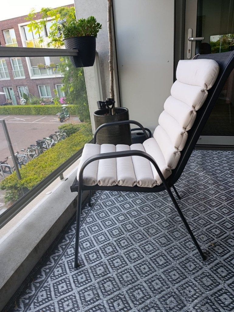 2 Aluminium Tuinstoelen met Kussens, Ophalen, Zo goed als nieuw, Aluminium, Stapelbaar