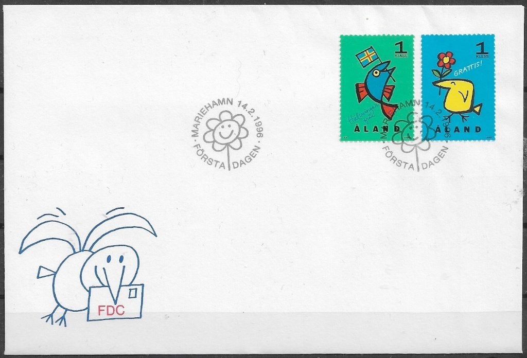 ALAND FDC serie Groetzegels 1996, Ophalen of Verzenden, Finland, Postfris