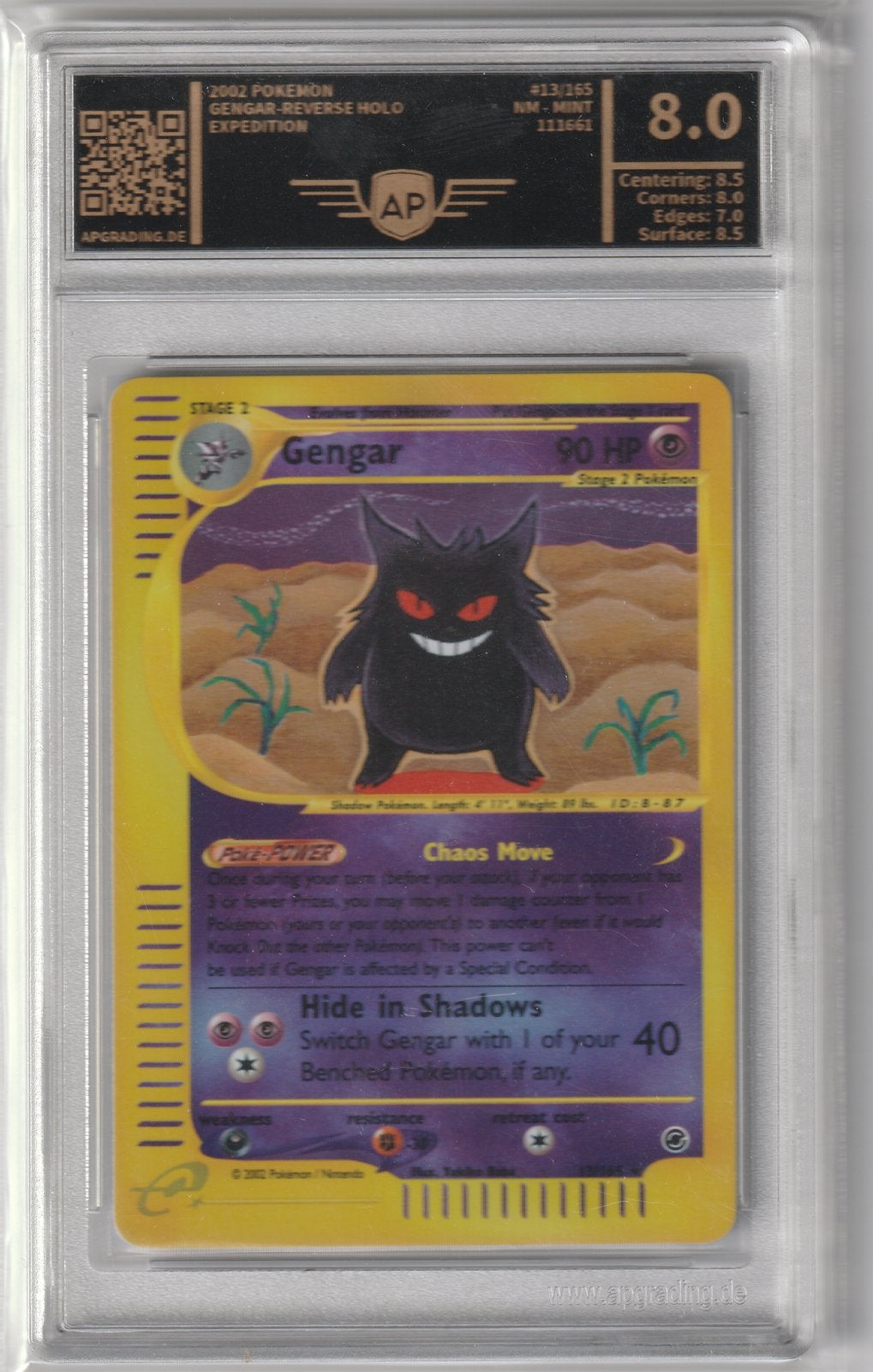 Gengar 13/165 Reverse Holo Expedition Base Set AP 8.0