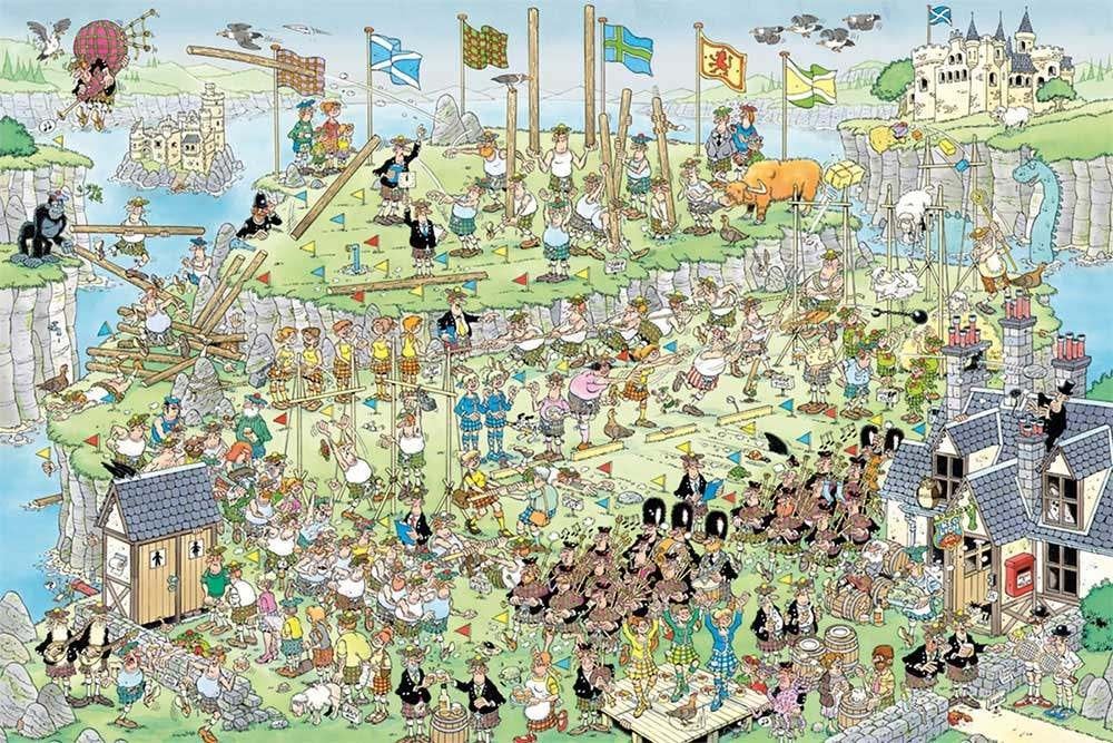 van Haasteren Puzzel " Highland Games ", Ophalen of Verzenden, 500 t/m 1500 stukjes, Zo goed als nieuw, Legpuzzel