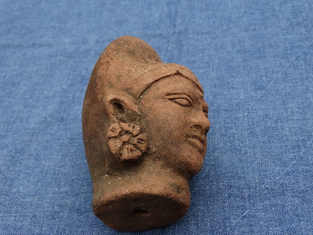 Terracotta beeld vrouwenhoofd, hoofdje vrouw beeldje, Minder dan 20 cm, Verzenden, Buste, Steen of Keramiek