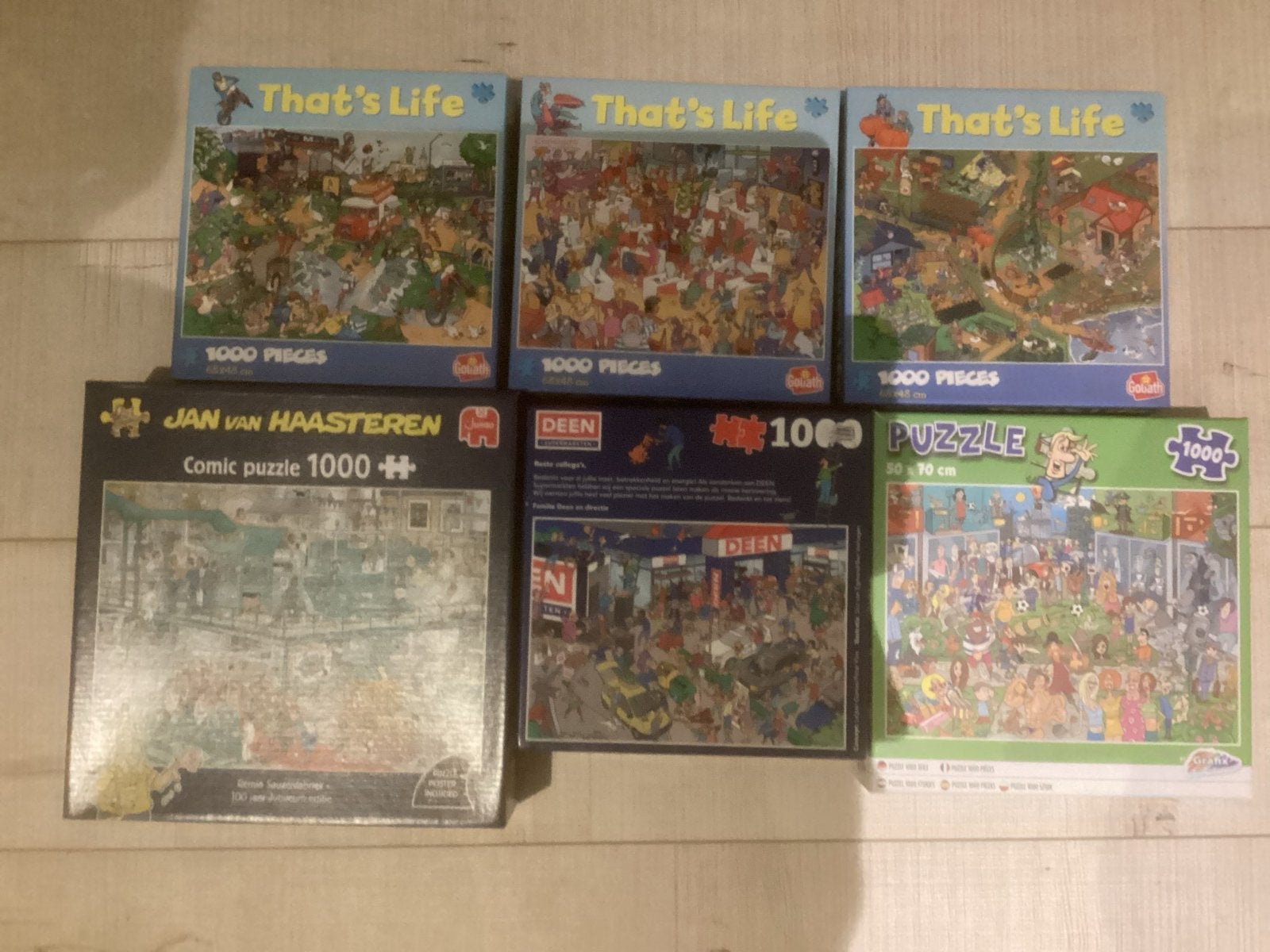 Diverse puzzels: Jan van Haasteren, That's Life, Deen, Hobby en Vrije tijd, Ophalen, 500 t/m 1500 stukjes, Gebruikt, Legpuzzel