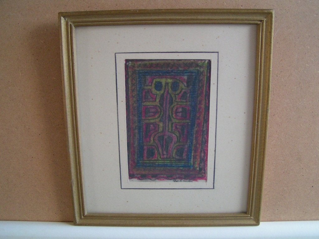 Hubert Bekman 3 luik wasco op een drager van japans papier, Ophalen of Verzenden, Tekening, Aquarel, Handgemaakt
