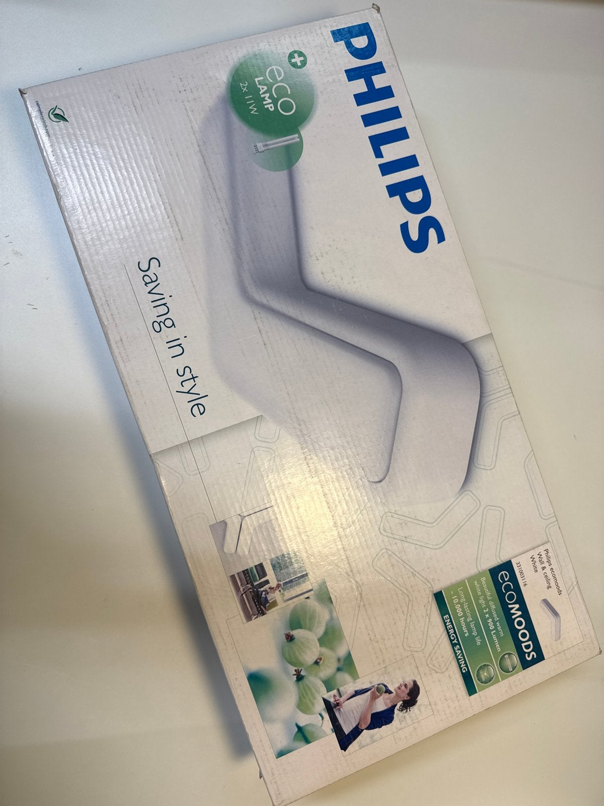 Philips Ecomoods Eco Lamp - 2x 11W - Nieuw in doos, Huis en Inrichting, Metaal, Wit, Philips, Nieuw