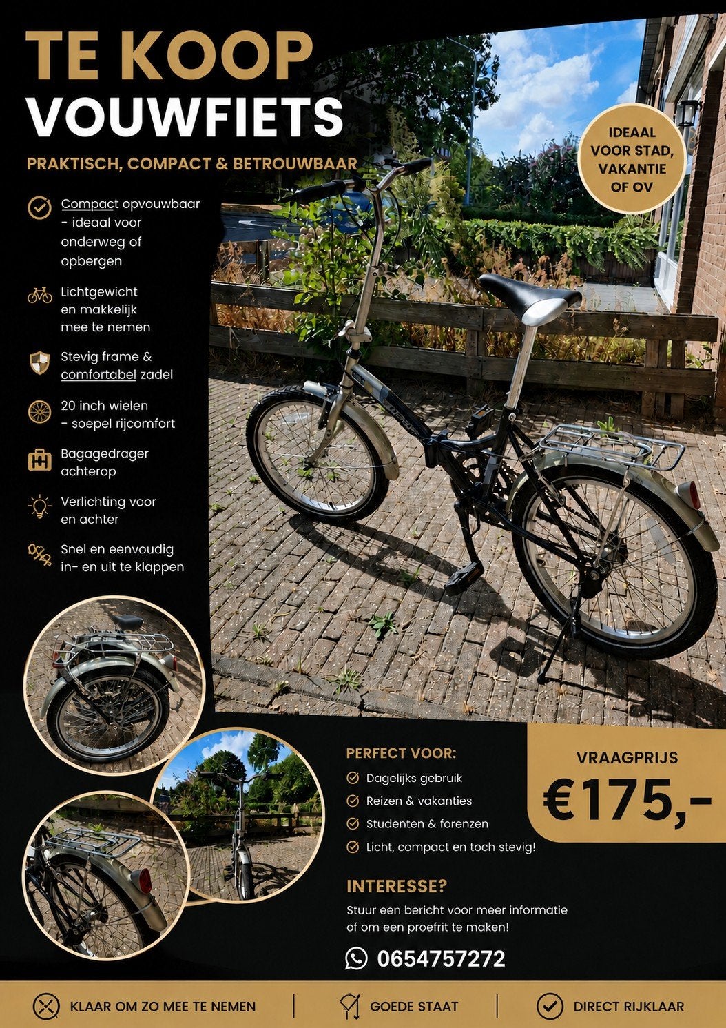 Zeer Nette Vouwfiets (Dunlop easy travel) te koop, Ophalen, Opvouwbaar, Dunlop easy travel, 80 kg of meer