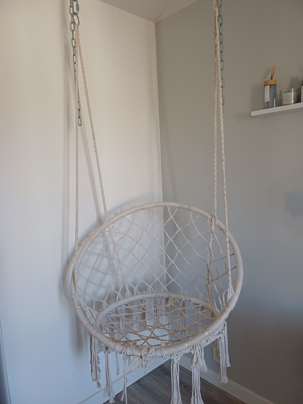 Hangstoel wit, zo goed als nieuw, Ophalen, Wit, Zo goed als nieuw, Bohemian, Macramé