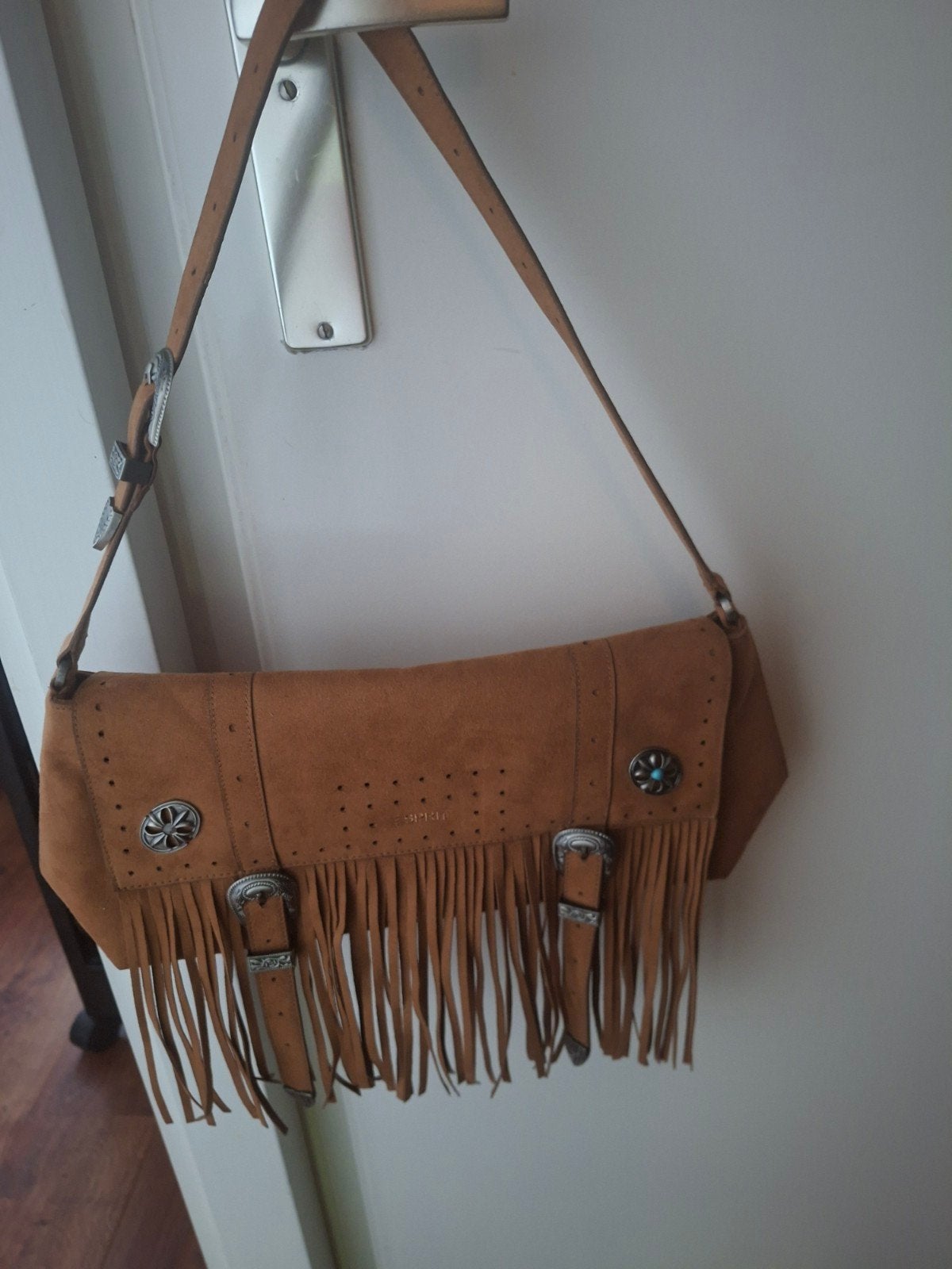 Mooie esprit  tas met franjes leuk model, Ophalen, Bruin, Schoudertasje