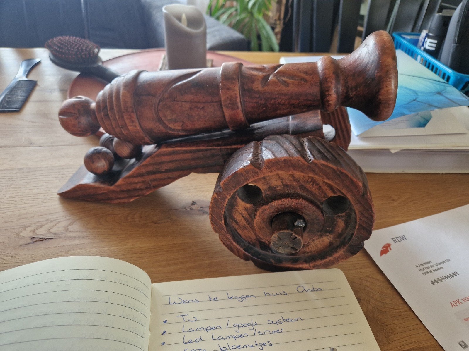Decoratief houten kanon - circa 50cm breed, Antiek en Kunst, Ophalen