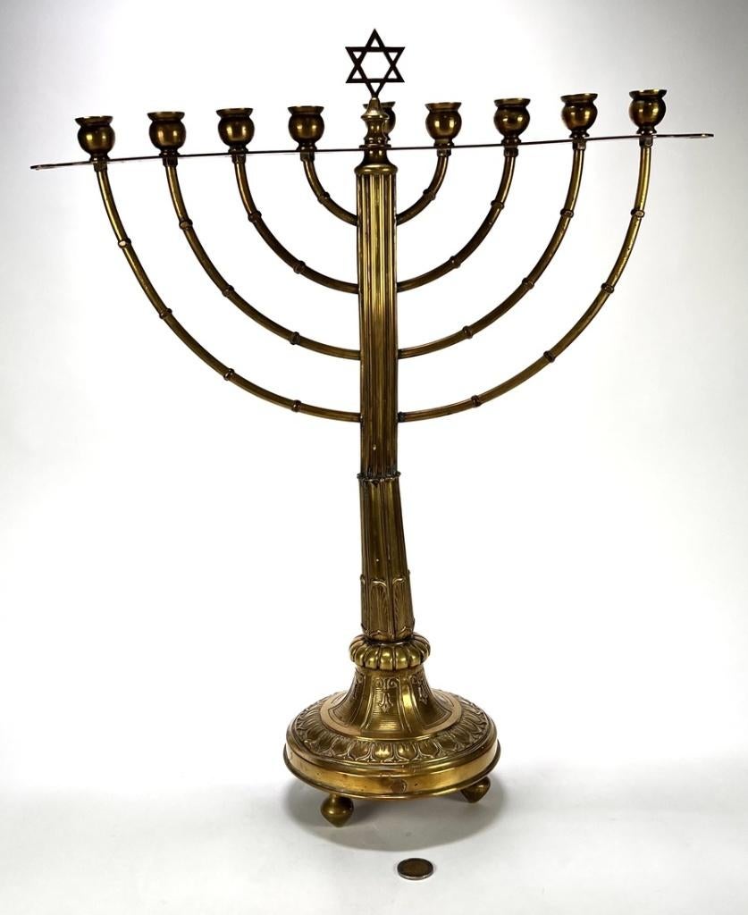 1261. Messing chanoekia met Davidster, ca. 1950, Ophalen of Verzenden