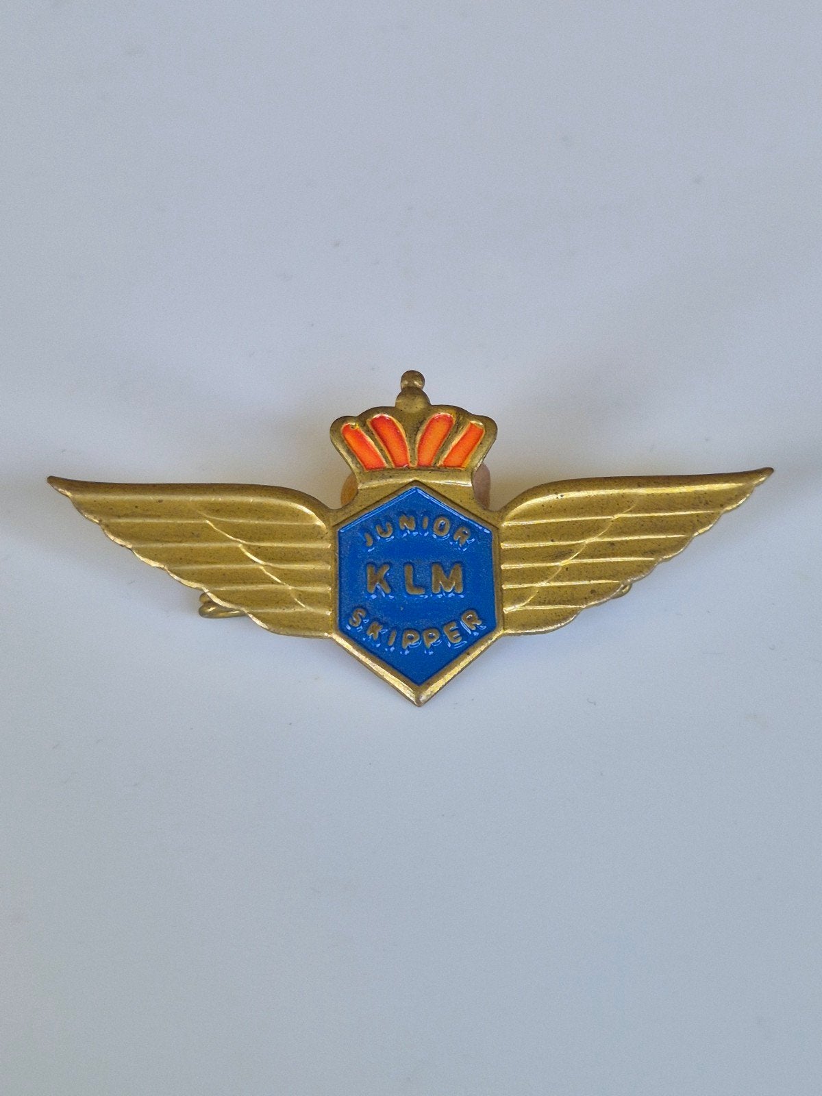Vintage KLM Junior Skipper Speldje - Gouden Vleugels, Ophalen of Verzenden, Gebruikt, Transport, Speldje of Pin