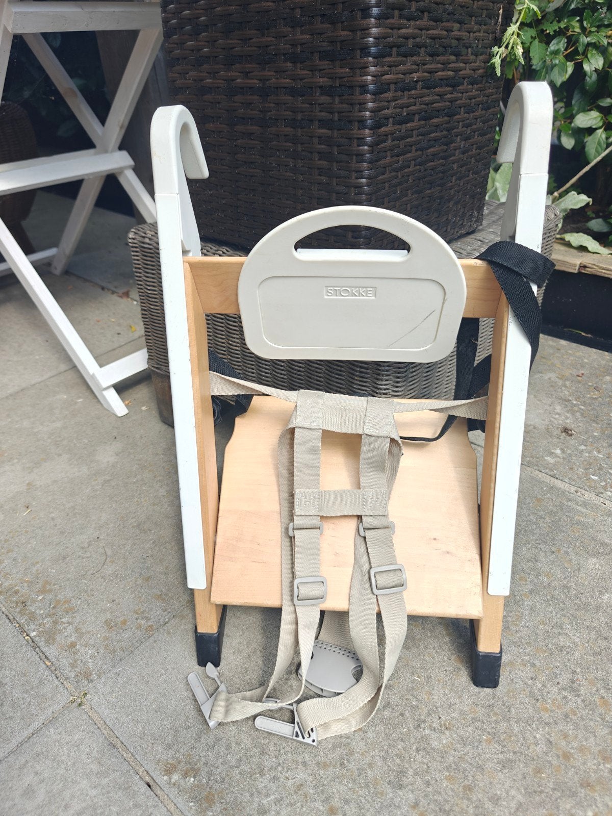 Stokke stoeltje, Ophalen, Gebruikt, Meegroeistoel, Gordel(s)