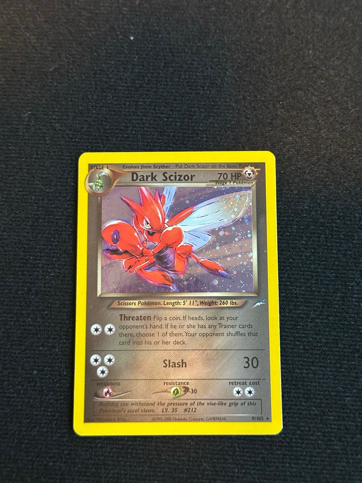 Dark Scizor 9/105 Neo Destiny - Holo, Ophalen of Verzenden, Gebruikt, Losse kaart, Foil