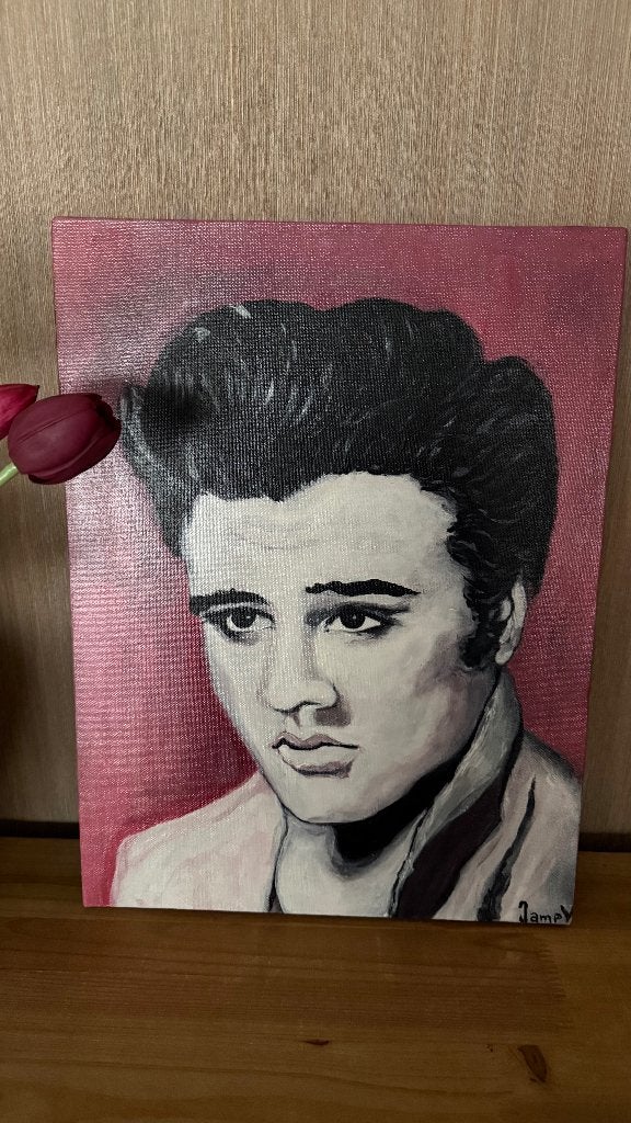 Uniek Handgeschilderd Popart Schilderij – Elvis Presley, Ophalen of Verzenden, Gesigneerd, Muziek