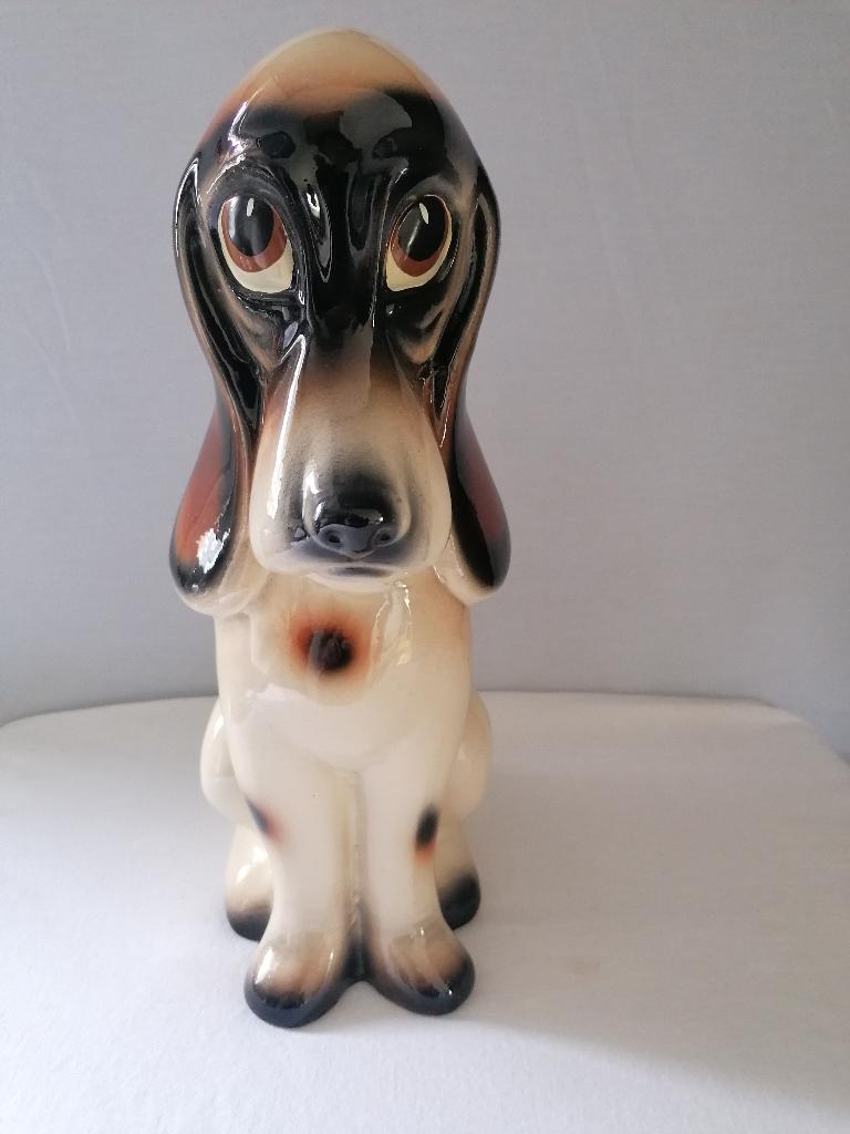 vintage keramieke hond - Basset in zeer goede staat 30 cm, Ophalen of Verzenden