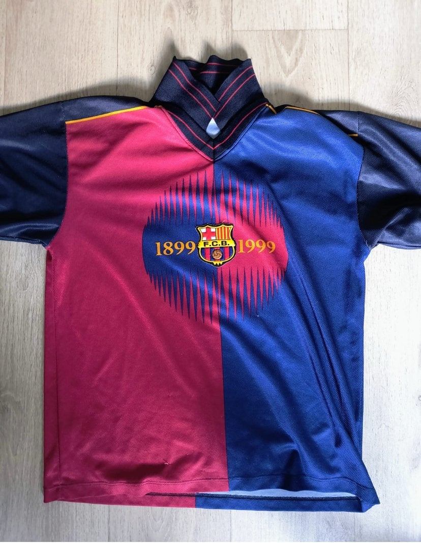 FC Barcelona Rivaldo 11 jubileumshirt 1999/2000 (retro), Ophalen of Verzenden, Voetbal, Gedragen, Meerkleurig