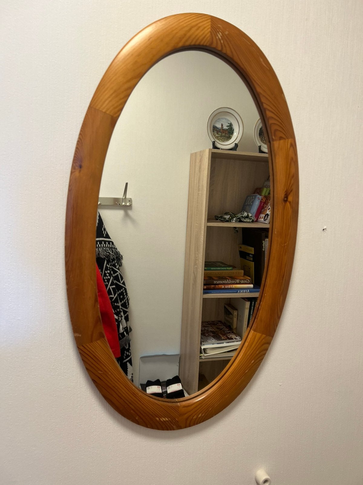 Te Koop : Wandspiegel Ovaal Wand Spiegel Hout Export, Minder dan 50 cm, Gebruikt, Ophalen of Verzenden, Minder dan 100 cm