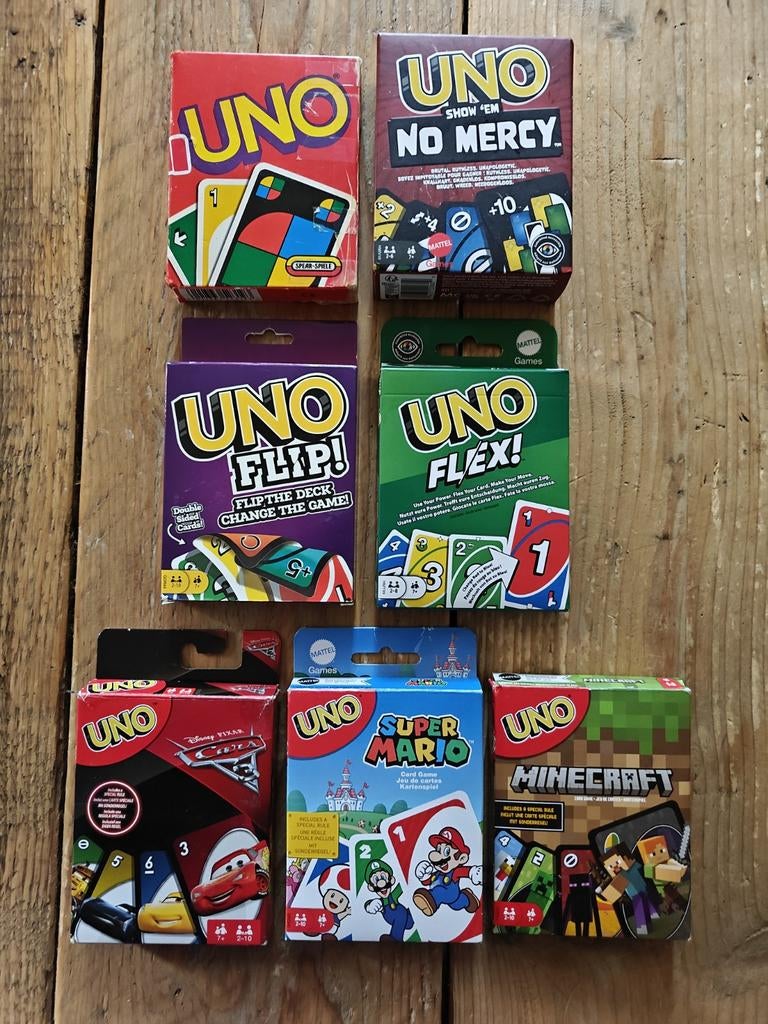 7 X Uno., Hobby en Vrije tijd, Ophalen of Verzenden, Mattel., Mattel., Mattel.