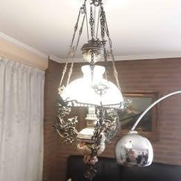 Hanglamp, Ophalen, Gebruikt, Verbouwde olielamp, E27 (groot)